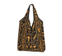 Ancient Egyptian Hieroglyph Foldable Shopping Bag Reusable Grocery Bags Vintage Portable Travel Pounch for Camping Daily Use