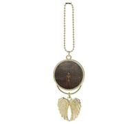 Ancient Egyptian Hieroglyph Hanging Car Charm with Angel Wings Metal Rear View Mirror Pendant Car Interior Decorative Accessories Decor Ornament Memorial Gifts for Women Men