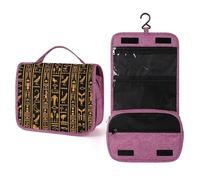 Ancient Egyptian Hieroglyph Hanging Toiletry Bag Vintage Travel Wash Bag Cosmetics Makeup Organizer for Women Men Portability Multi-Compartment