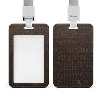 Ancient Egyptian Hieroglyph ID Badge Holder Waterproof Card Protector Push-Pull Slot Work ID Card Holder with Lanyard Personalized Detachable Card Holders for Office Corporate Use
