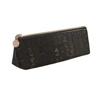 Ancient Egyptian Hieroglyph Leather Pencil Case Slim Design Pen Bag with Metallic Zipper Pocket Size for Or Student Office College Middle School Pen Pouch