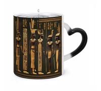 Ancient Egyptian Hieroglyph Magic Color Changing Coffee Mug, 11 Oz Ceramic Cup with Handle, Heat Sensitive Heat Changing Mug Temperature Changing Mugs for Office Home, Christmas Birthday Gift