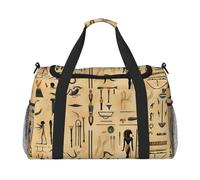 Ancient Egyptian Hieroglyph Print Ample Space Travel Duffle Bag Carry On Tote 19.7x13x10.2 in Stylish Tote for Gym