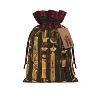 Ancient Egyptian Hieroglyph Print Christmas Drawstring Gift Bags,Gifts Wrapping Bag for Xmas Birthday Holiday Party