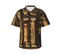 Ancient Egyptian Hieroglyph Print Classic Hawaiian Shirt for Men Button Down Tropical Shirts Casual Beach Clothing Black