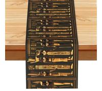 Ancient Egyptian Hieroglyph Print Decor Linen Table Runner for Everyday Dining Wedding Party Holiday Home Decor
