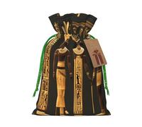 Ancient Egyptian Hieroglyph Print Drawstring linen gifts bag for Christmas Party,holiday packaging presents bags.