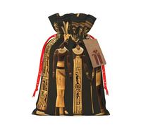 Ancient Egyptian Hieroglyph Print Drawstring linen gifts bag for Christmas Party,holiday packaging presents bags.