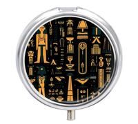 Ancient Egyptian Hieroglyph Print Pill Box 3 Compartment Small Portable Medicine Case Pill Organizer for Pocket Purse