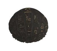 Ancient Egyptian Hieroglyph Print Shower Cap, Lined Shower Cap For Women Reusable, Double Layer Waterproof Bath Cap