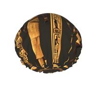 Ancient Egyptian Hieroglyph Print Shower Cap, Lined Shower Cap For Women Reusable, Double Layer Waterproof Bath Cap