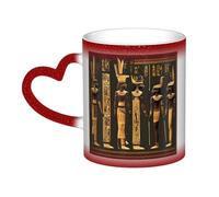 Ancient Egyptian Hieroglyph Print Thermal Color Changing Mug, Ceramic Coffee Cup, Magic Mug for Home Office Cafe