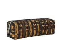 Ancient Egyptian Hieroglyph Printing School Leather Pen Pencil Case,Zip Pouch,Accessories Holder, Stationery Bag,Back to School Gift