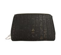 Ancient Egyptian Hieroglyph PVC Leather Makeup Bag Cosmetic Pouch Travel Organizer Toiletry Clutch