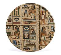 Ancient Egyptian Hieroglyph Round Metal Tin Sign Vintage Circular Metal Wall Hanging Iron Wall Hanging Aesthetic Circular Wall Hanging Art Decoration Art Decor for Home Bedroom