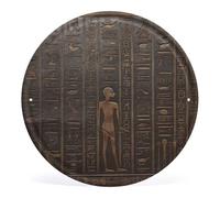 Ancient Egyptian Hieroglyph Round Metal Tin Sign Vintage Circular Metal Wall Hanging Iron Wall Hanging Aesthetic Circular Wall Hanging Art Decoration Art Decor for Home Bedroom