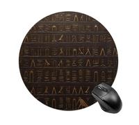 Ancient Egyptian Hieroglyph Round Mouse Pad, Non-Slip Rubber Base Waterproof Washable, Computer Mouse Mat for Office Gaming Studying, Premium-Textured Durable Portable Circle Mousepad for Desktop PC N