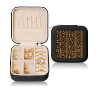 Ancient Egyptian Hieroglyph Small Jewellery Box Vintage PU Leather Travel Jewellery Organizer for Women Girls Storage Case for Rings Earrings Necklaces Bracelets