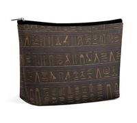 Ancient Egyptian Hieroglyph Travel Makeup Bag Large Toiletry Bag for Women Waterproof Cosmetic Bags for Purse Portable Makeup Organizer Bags Cute Zipper Pouch Cosmetic Pouch Funny Travel Makeupbag