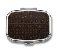 Ancient Egyptian Hieroglyph Travel Pill Organizer A Daily Pill Box for Supplements 2 Compartment Pill Case Convenient for Carrying and Storing Medicines Box