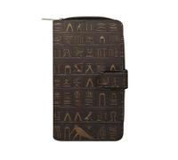 Ancient Egyptian Hieroglyph Wallet Multifunctional Leather Wallets for Men Compact Long Wallet Credit Card Holder Passport Bag
