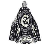 Ancient-Egyptian-Hieroglyphic Adult Witch Hooded Cape, Halloween Costume Hooded Cloak