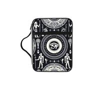 Ancient-Egyptian-Hieroglyphic Bible Cover Case with Handle, Water-Resistant Oxford Fabric Bible Bag Organizer with Zipper Pockets for Church