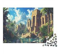 Ancient Egyptian Hieroglyphics Jigsaw Puzzles Oasis Ruins Challenge Toy Educational Games Home Decoration for Adults& Teenager Age 14 Years Up 1000pcs (75x50cm)