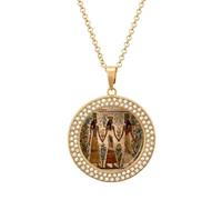 Ancient Egyptian History Shiny Diamond Necklace Jewelry Pendant | Colorful Inlay Sparkle Charm Ornament Elegance Choker