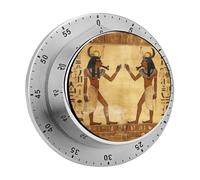 Ancient Egyptian Kitchen Timers for Cooking, 60 Minute Mechanical Timer with Loud Alarm - No Batteries Required - Magnetic Backing Stainless Steel Desk Timer for Classroom