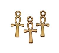 Ancient Egyptian Life Key Ankh Cross Charms For Tassel Jewelry Making, 18x8mm, Antique Gold Color, 40 Pieces