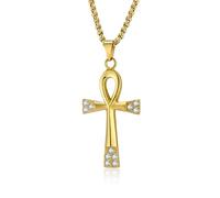 Ancient Egyptian Life Symbol Stainless Steel Anka Cross Necklace Jewelry T-shaped Cross Pendant