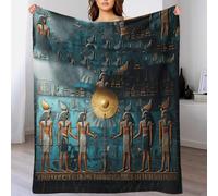 Ancient Egyptian Mural Fleece Blanket 80x90inch(200x230cm) for Couch - Super Soft Cozy Osiris Judgment Throw Blankets, 3D Striped Lightweight Blanket, All Seasons Flannel Blanket，Bed Home Decor