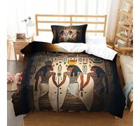 Ancient Egyptian Mural Luxe Quilt Cover Set Hidden Zipper Duvet Cover Set with Pillowcases Karnak Temple Reliefs Bedding Set Soft Microfiber Comforter Cover Kids & Adults Single（135x200cm）