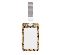 Ancient-Egyptian-Murals-Pharaohs Abs Vertical Id Badge Holder, Name Badge with Clear Scanning Film
