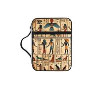 Ancient-Egyptian-Murals-Pharaohs Bible Cover Case with Handle, Water-Resistant Oxford Fabric Bible Bag Organizer with Zipper Pockets for Church