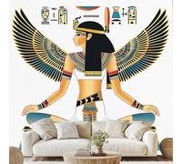 Ancient Egyptian Mysterious Goddess Mural Wallpaper Ethnic Egypt Culture Wall Stickers Wing Art Non-Woven Wall Paper 400x280 cm Peel and Stick Paper for Living Room Bedroom wa221k
