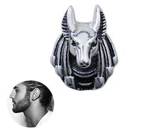 Ancient Egyptian Myth Anubis 925 Sterling Silver Earrings, Men's and Women's Fashion Wolf Head Studs, Hypoallergenic-Prom Fashion Accessories, 2Pcs
