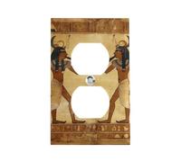 Ancient Egyptian Outlet Cover, American Standard Wall Plate with Screws - Heat & Impact Resistant Stainless Steel, 1-Gang Duplex Socket Cover for Home Decor