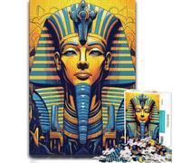 Ancient Egyptian Pharaoh Gold Blue Picture Wood Puzzle, Adults, 1000 Pieces | Shared puzzle time - a simple way to organise the image on quiet evenings.