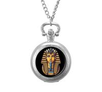 Ancient Egyptian Pharaoh King Egyptian Vintage Pocket Watch Alloy Pendant Watches Necklace Gift for Men Women Silver-Style