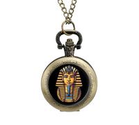 Ancient Egyptian Pharaoh King Egyptian Vintage Pocket Watch Alloy Pendant Watches Necklace Gift for Men Women Coppery-Style