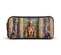 Ancient Egyptian Pharaohs Large Capacity Pencil Case Fashion Stationery Pen Bag Zippered Makeup Organizer 22 * 12 * 5cm