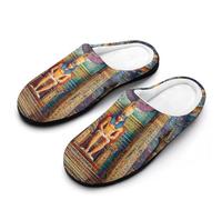 Ancient Egyptian Pharaohs Men's Memory Foam Slippers Comfort Cotton Slip On House Shoes for Indoor Outdoor 9-10(42-43)