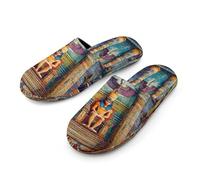 Ancient Egyptian Pharaohs Men's Memory Foam Slippers Lightweight Flannel Slip On House Shoes for Indoor Outdoor 43-44_（9.5-10）