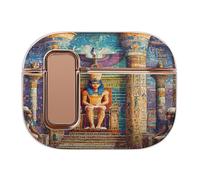 Ancient Egyptian Pharaohs Stylish Case Cover Compatible with AirPods Pro 2 Hard PC Protector with Black Button Buckle