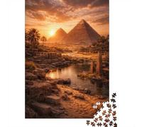 Ancient Egyptian Pyramids at Sunset 1000-Piece Puzzle for Adults, 52x38cm/1000pcs; White Pieces with A Smooth Surface; Shared Family Time Around The Table