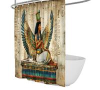 Ancient Egyptian Queen Shower Curtain Hieroglyphics Background Vintage Pharaoh Culture Bathroom Decor Waterproof Fabric Bath Curtain 120 x 200 cm