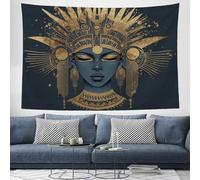 Ancient Egyptian Queen Tapestry Wall Hanging Victorian Style Tapestries Large Decorative Cloth for Living Room, Bedroom & Dorm Wall Decor 150x130 cm, Dark Blue