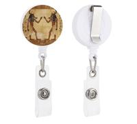 Ancient Egyptian Retractable Badge Reel - Personalized ID Name Badge Holder with Lanyard Cute Badges Reel Holder Round Nurse Doctor Name Tag Badges Clip for Work